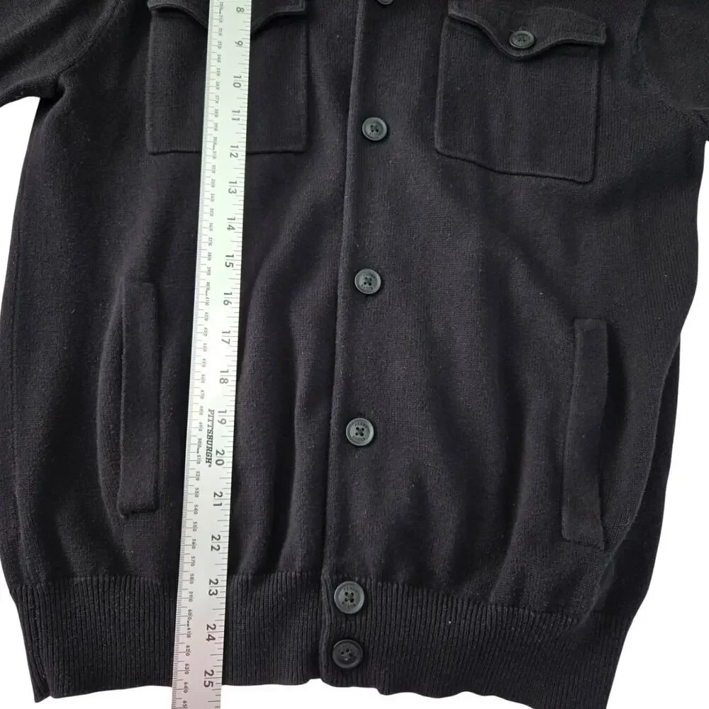 Perry Ellis Men’s Utility Cardigan Military‑Style Patches Mock Neck Size Small